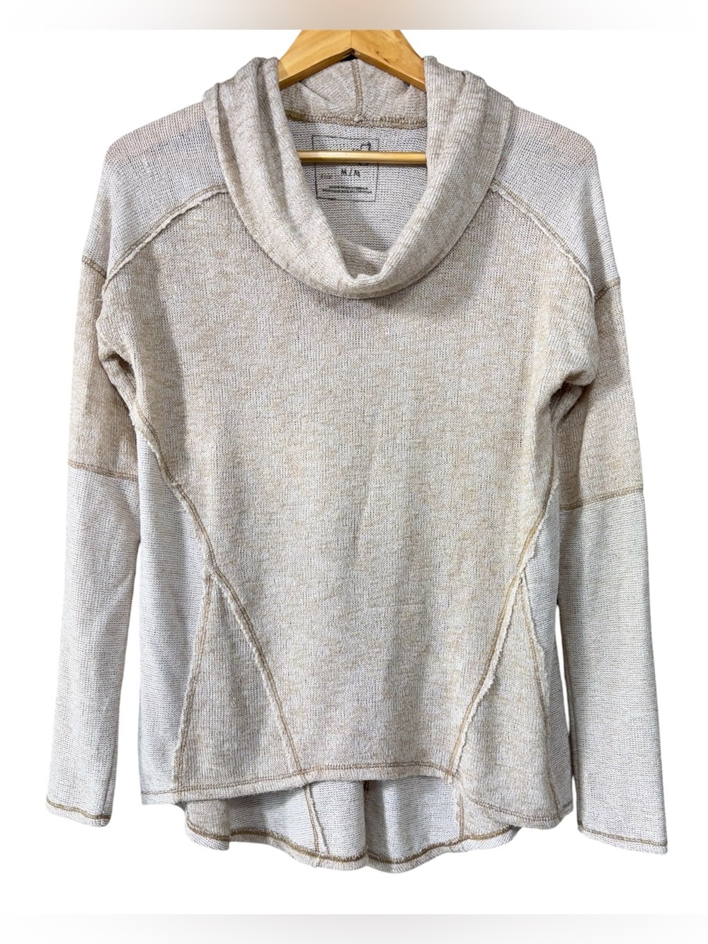 Free People WE THE FREE BEIGE CREAM SWEATER TUNIC TOP TURTLE NECK | Women’s M